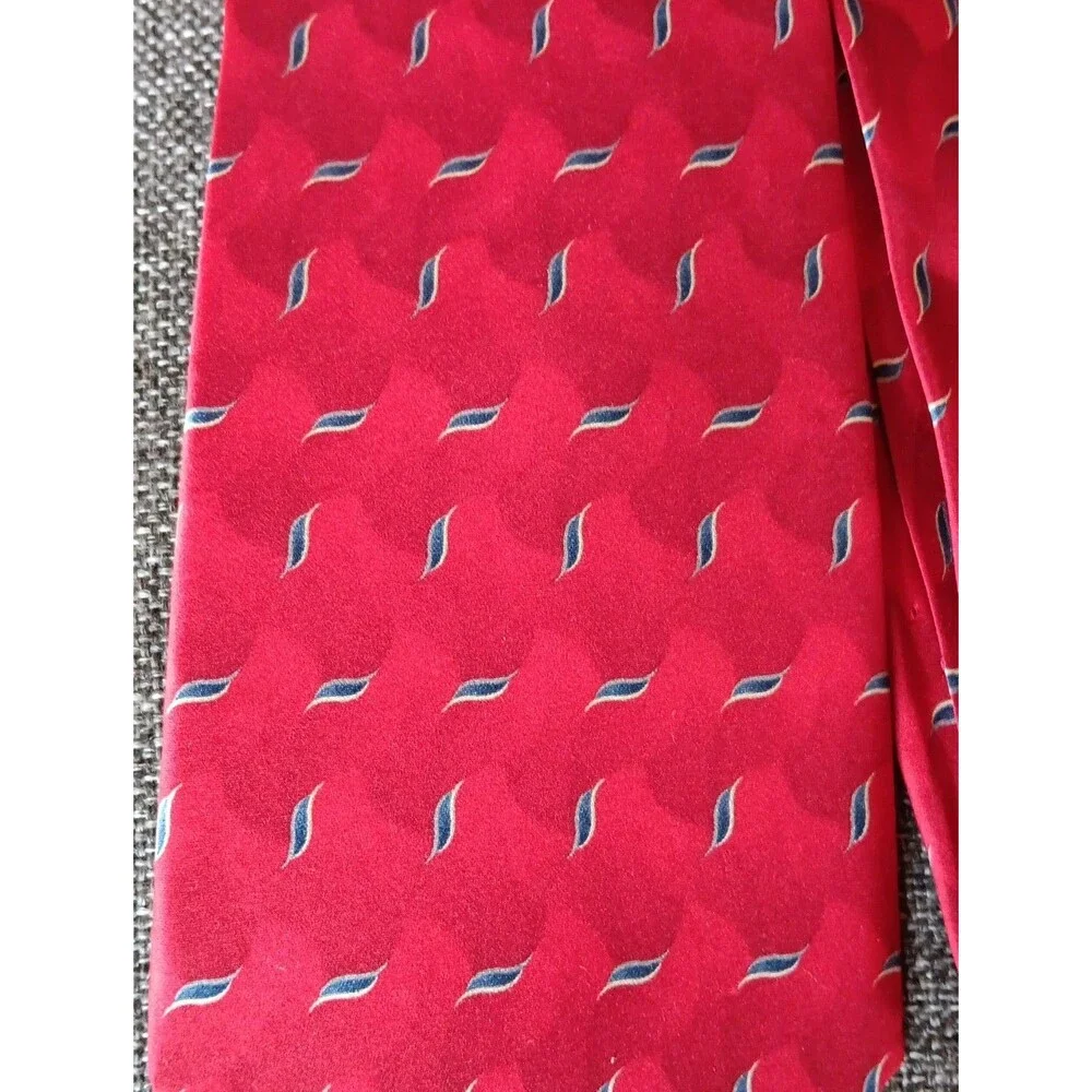 Tie 70s 80s 90s Y2K Mens Bill Blass Silk Red Blue Silver 4 Wide 60 Long